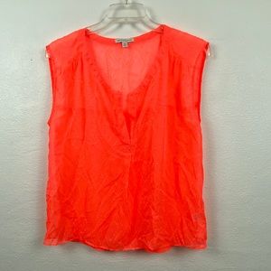 American Eagle Top Womens Size Large Hot Pink Neon Dopamine Barbie Core Sheer